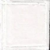 Fabric swatch, light beige linen blend, with scalloped perforated border and “elite 307” text label on a white background.